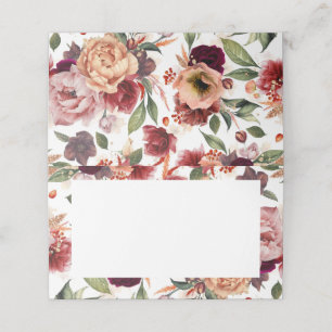 Carte De Placement Mariage des fleurs rouges d'orange et de Bourgogne