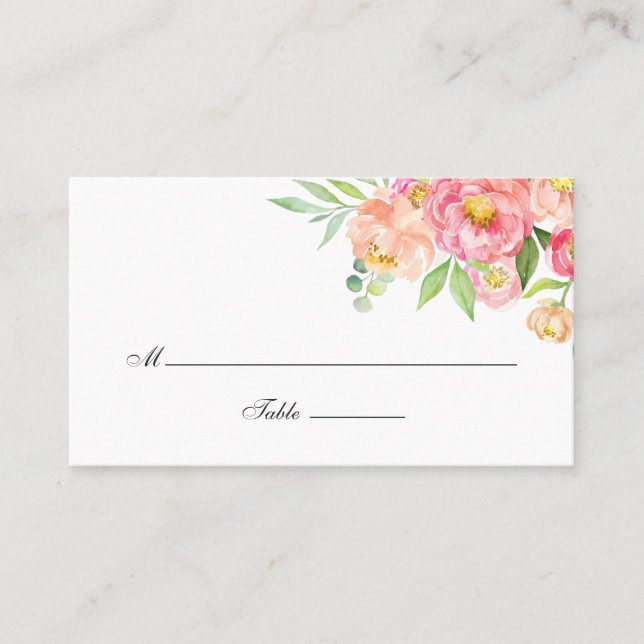 Carte De Placement Mariage des pivoines aquarelles (Devant)