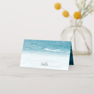 Carte De Placement Mariage d'été au bord de la mer bleue ondulée ombr