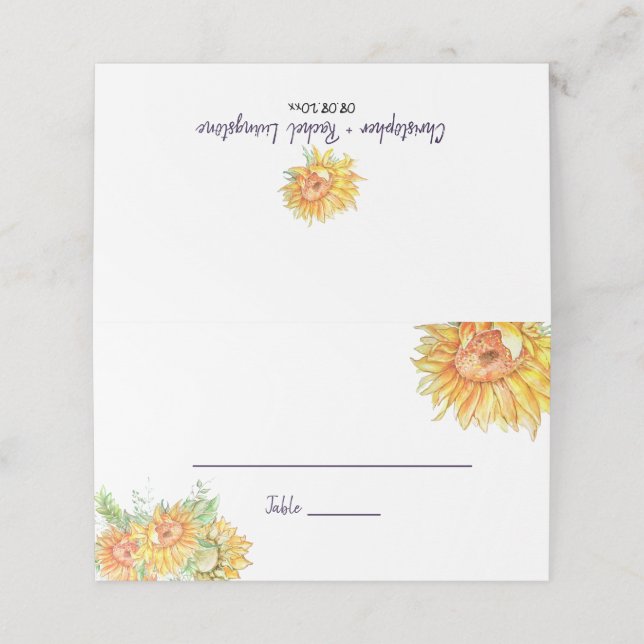 Carte De Placement Mariage d'été Sunflowers Escort Carte Place (Extérieur déplié)