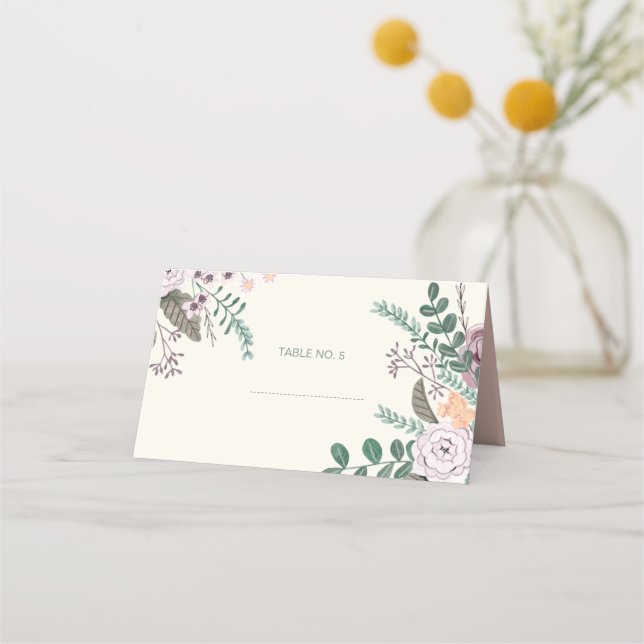 Carte De Placement Mariage d'eucalyptus rose rousse (Devant)