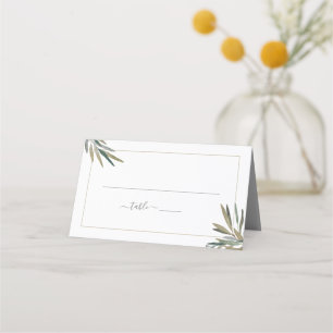 Carte De Placement Mariage d'herbe d'aquarelle rustique simple