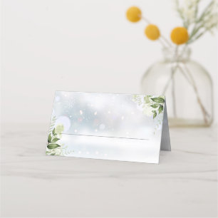 Carte De Placement Mariage d'hiver à la verdure rustique