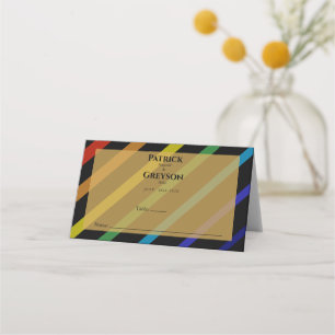 Carte De Placement Mariage d'hommes gays Elégant Arc-en-ciel