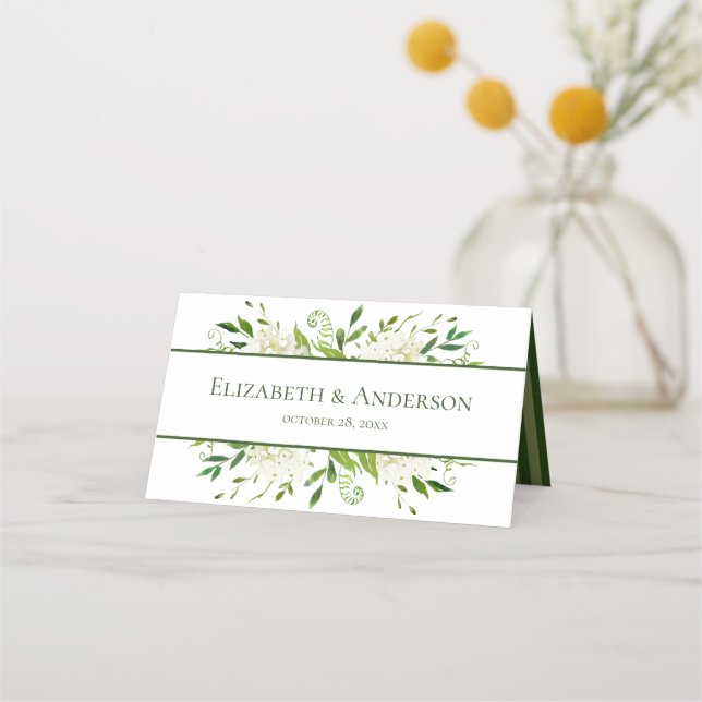 Carte De Placement Mariage d'hydrangées blanches (Dos)