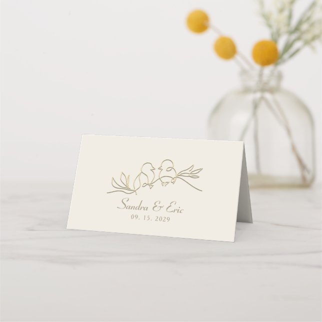 Carte De Placement Mariage d'or romantique (Dos)