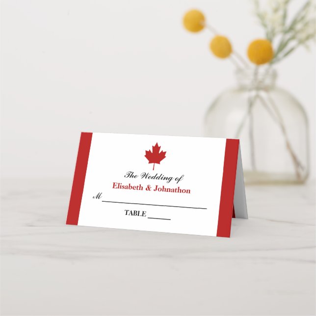Carte De Placement Mariage du drapeau canadien (Devant)