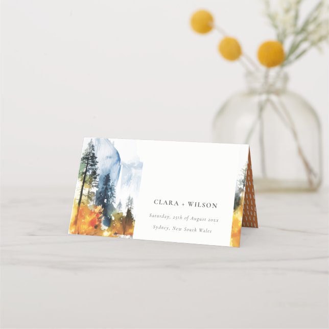 Carte De Placement Mariage du paysage hivernal de la rivière Mountain (Devant)
