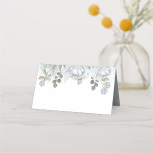 Carte De Placement Mariage Dusty Blue Floral Elegant Aquarelle Blank