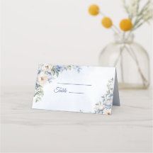 Mariage Dusty Blue Watercolor Fleurs d'ivoire Feui