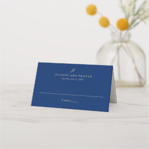 Carte De Placement Mariage élégant bleu marine et crème classique