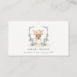 Carte De Placement Mariage Élégant et Mignon Cerf Crête Florale Crépu