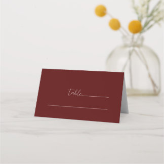 Carte De Placement Mariage Élégant Simple Minimaliste Bourgogne