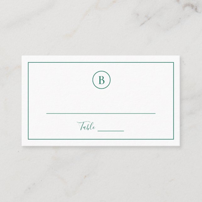 Carte De Placement Mariage élégant traditionnel vert émeraude (Devant)