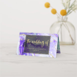Carte De Placement Mariage en marbre pourpre incky Splash Numéro de t