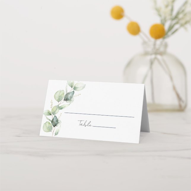 Carte De Placement Mariage Eucalyptus Green Watercolor (Devant)