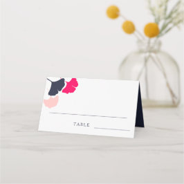 Carte De Placement Mariage Feuille Bold Modern Navy et Pink Ginkgo