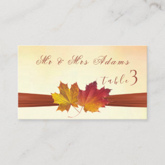 Carte De Placement Mariage Feuille de l'automne de l'or rouge