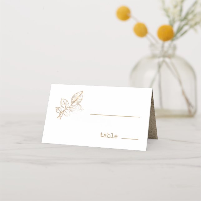Carte De Placement Mariage feuille d'or ID655 (Devant)