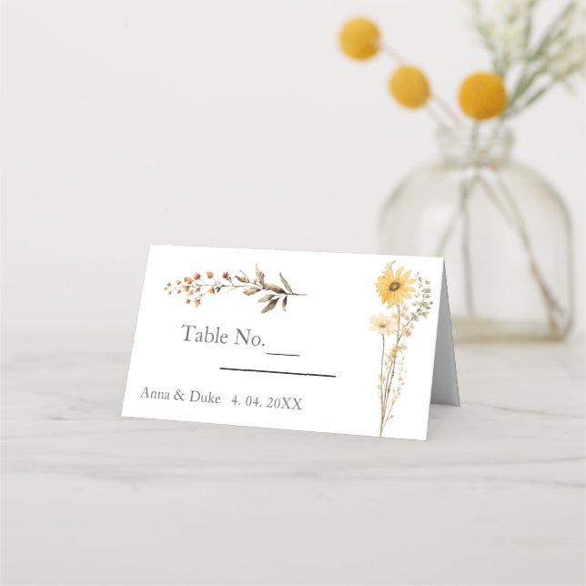 Carte De Placement Mariage fleur sauvage (Devant)