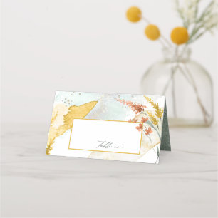 Carte De Placement Mariage fleur sauvage Aquarelle Table Gold ID954