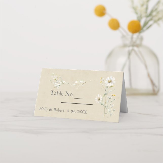 Carte De Placement Mariage Fleur sauvage Daisy (Devant)