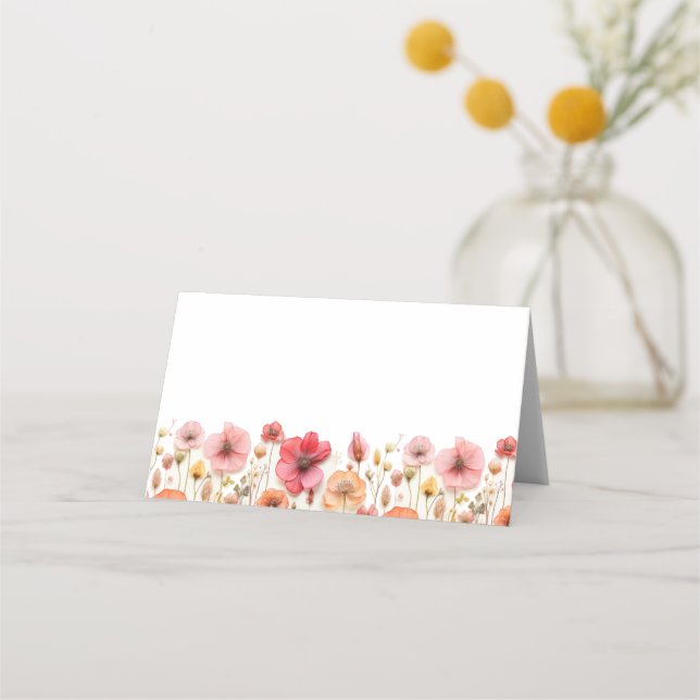 Carte De Placement Mariage Fleur sauvage Retro Pastel Pink Boho (Devant)