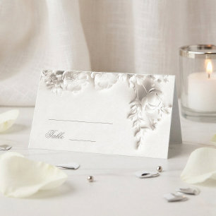 Carte De Placement Mariage Fleurs 3D Blanches