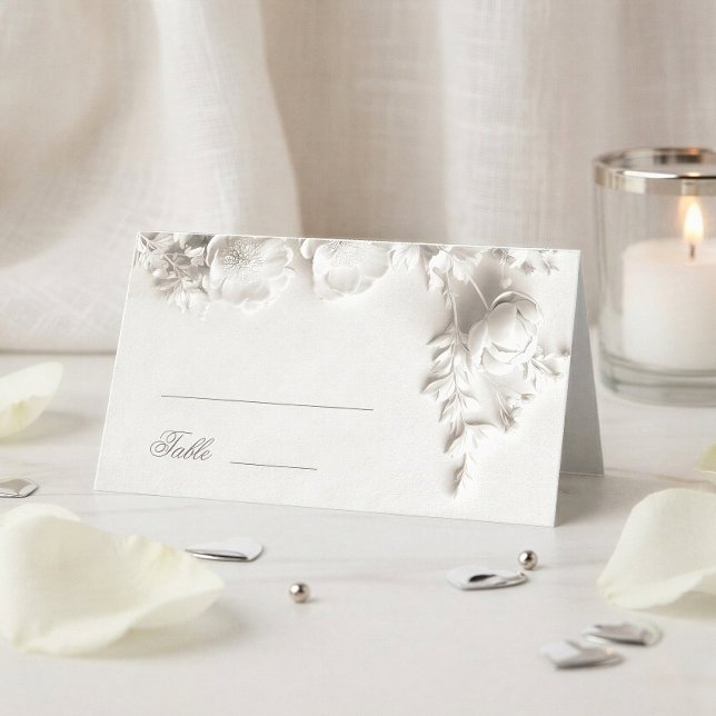 Carte De Placement Mariage Fleurs 3D Blanches (Créateur téléchargé)