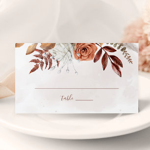 Carte De Placement Mariage Fleurs de Terracotta Rouille Bohème Automn