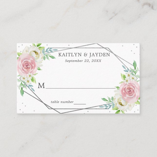 Carte De Placement Mariage floral à huile géométrique chic (Devant)