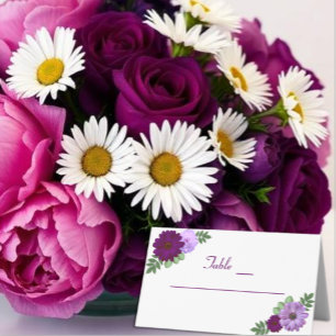 Carte De Placement Mariage floral à la pivoine pourpre