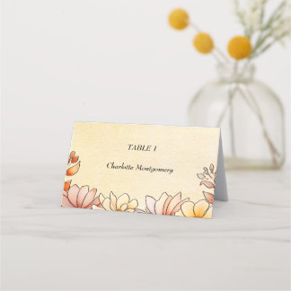 Carte De Placement Mariage floral aquarelle Terracotta jaune automnal