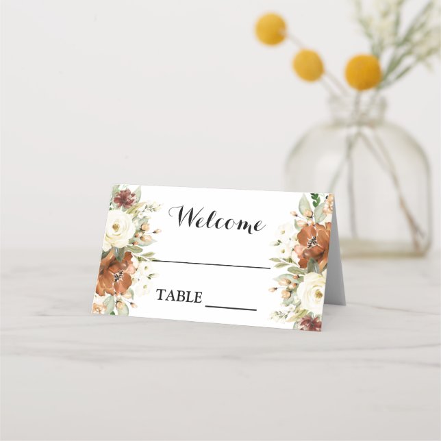 Carte De Placement Mariage floral automne (Devant)