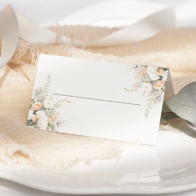 Carte De Placement Mariage floral blanc rustique (Créateur téléchargé)