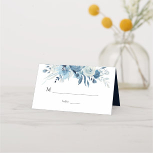 Carte De Placement Mariage floral bleu aquarelle