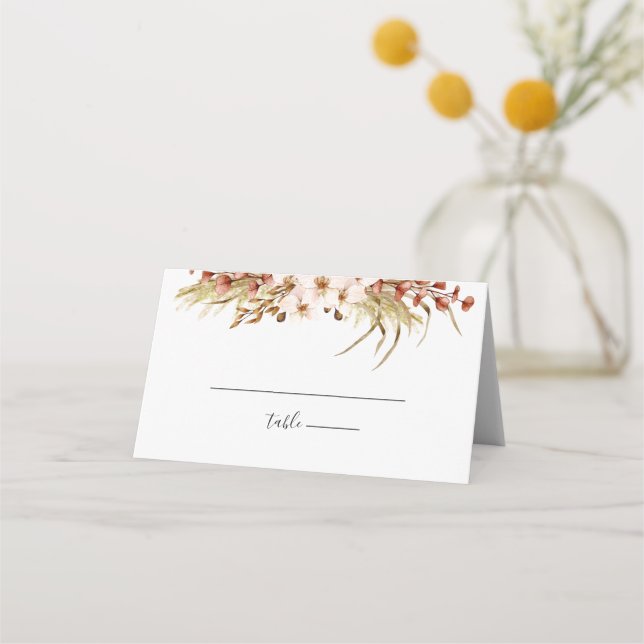 Carte De Placement Mariage floral boho minimal (Devant)