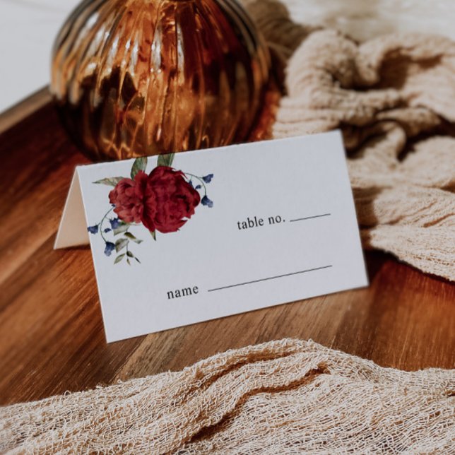 Carte De Placement Mariage Floral Bourgogne Numéro de table Carte de  (Créateur téléchargé)