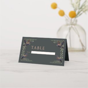 Carte De Placement Mariage floral corbeau gothique enchanté