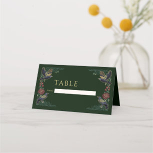 Carte De Placement Mariage floral corbeau gothique enchanté