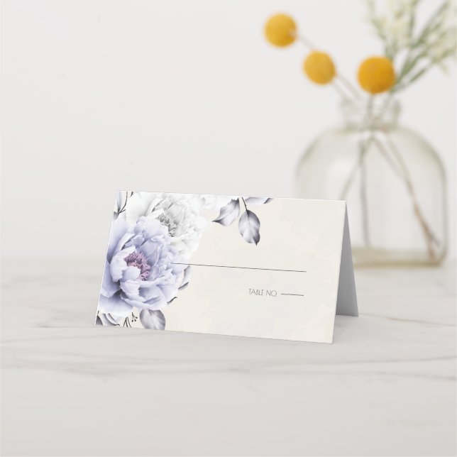 Carte De Placement Mariage | Floral de Lilac rustique et d'Albâtre (Devant)
