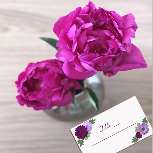 Carte De Placement Mariage floral de pivoine violette (Créateur téléchargé)