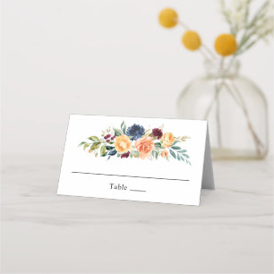 Carte De Placement Mariage Floral Élégant Aquarelle Automnal