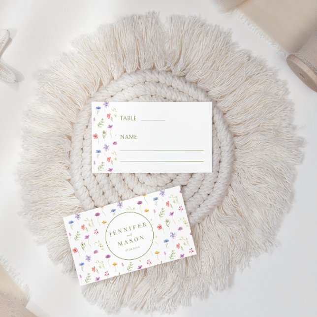 Carte De Placement Mariage floral fleur sauvage rustique pâturé (Créateur téléchargé)