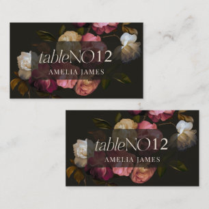 Carte De Placement Mariage Floral Maussade Sombre Romantique Noir Bou