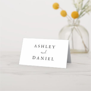 Carte De Placement Mariage Floral Minimaliste Noir et Blanc Moderne P