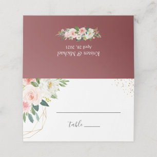 Carte De Placement Mariage floral rose rose rose rose Rose de cannell
