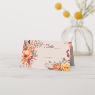 Carte De Placement Mariage Floral Rustique à l'Aquarelle d'Automne 
