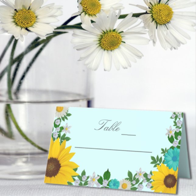 Carte De Placement Mariage floral rustique Tournesol Daisy (Créateur téléchargé)