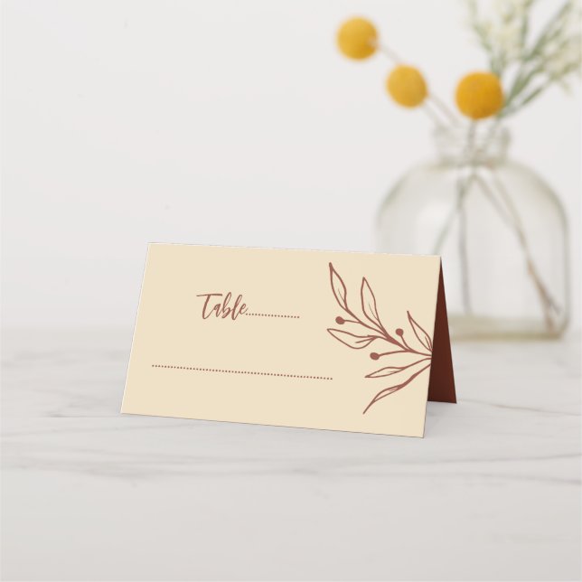 Carte De Placement Mariage floral simple en terre cuite (Devant)